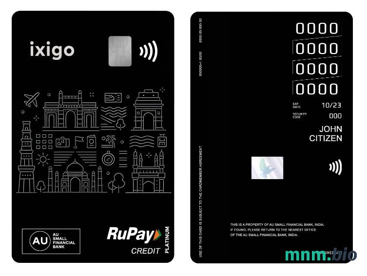 India AU Small Financial Bank RuPay platyna credit vertical karta przykład w formacie PSD